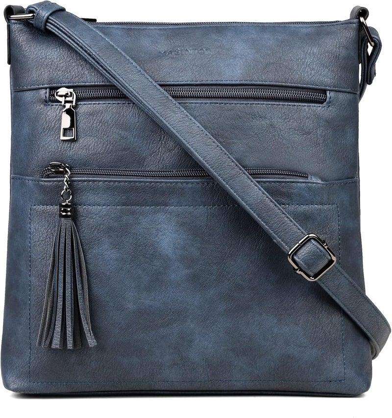 MASINTOR Crossbody Purses for Women, Multi Pocket Casual Crossbody Bag, Adjustable Strap Shoulder Bag with Tassel - Image 1